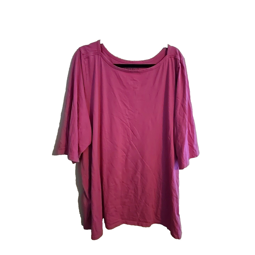 Roaman's Pink Scoop Neck Short Sleeve Casual Tunic Top Womans‎ Plus Size 4X